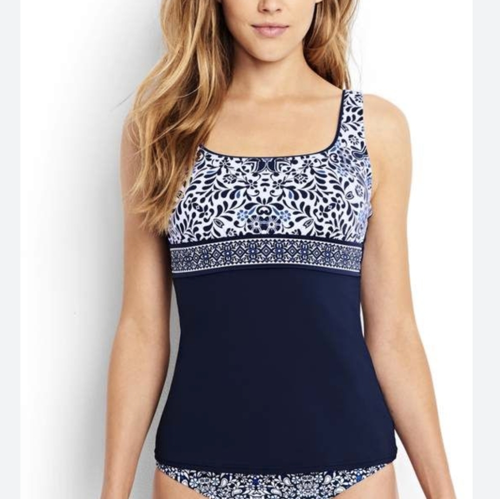 Lands' End Blue and White Patterned Bikini